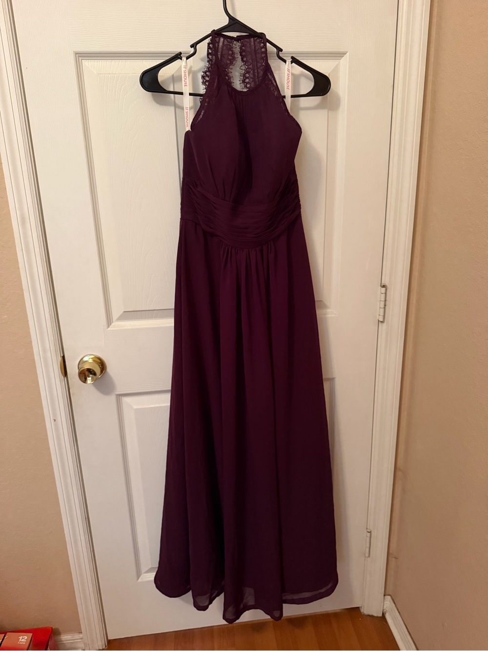 JJs House Plum Lace Halter Maxi Dress
